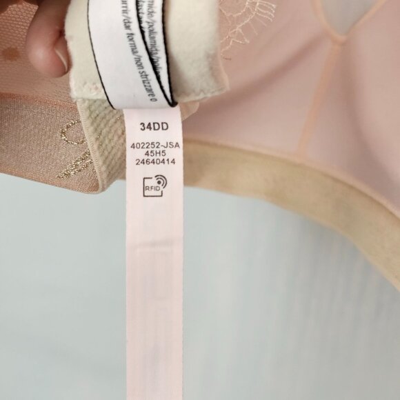 Victoria's Secret Bra 34DD T-Shirt Light Peach Lace Back Wireless Lightly Lined - Picture 13 of 16